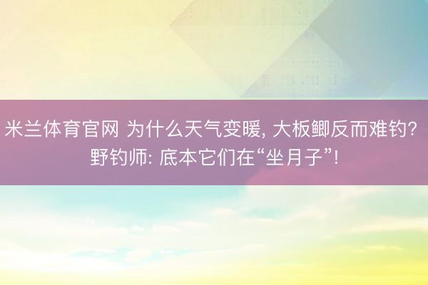 米兰体育官网 为什么天气变暖, 大板鲫反而难钓? 野钓师: 底本它们在“坐月子”!