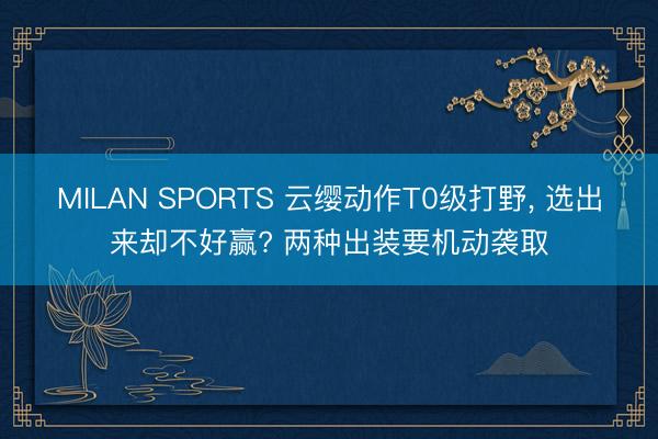MILAN SPORTS 云缨动作T0级打野， 选出来却不好赢? 两种出装要机动袭取