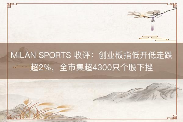 MILAN SPORTS 收评:创业板指低开低走跌超2%,全市集超4300只个股下挫