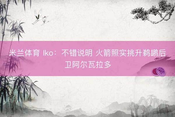 米兰体育 Iko：不错说明 火箭照实挑升鹈鹕后卫阿尔瓦拉多