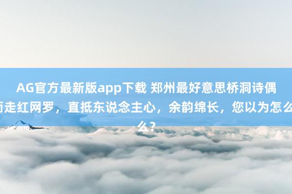 AG官方最新版app下载 郑州最好意思桥洞诗偶而走红网罗，直抵东说念主心，余韵绵长，您以为怎么？