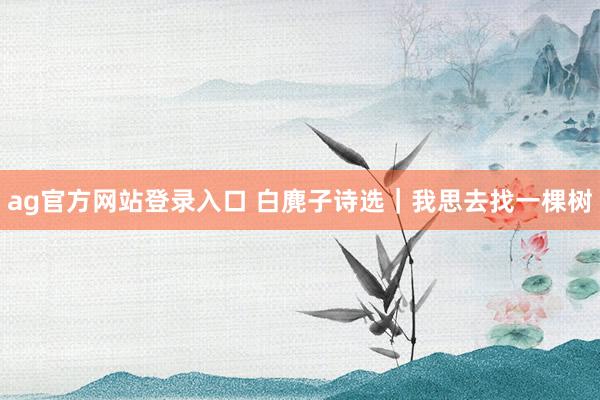 ag官方网站登录入口 白麂子诗选｜我思去找一棵树