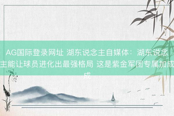 AG国际登录网址 湖东说念主自媒体：湖东说念主能让球员进化出最强格局 这是紫金军团专属加成