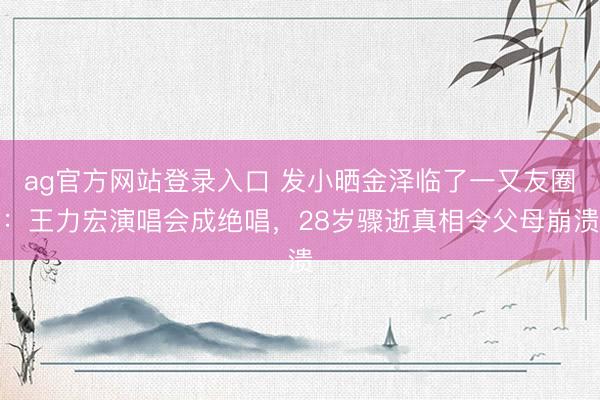 ag官方网站登录入口 发小晒金泽临了一又友圈：王力宏演唱会成绝唱，28岁骤逝真相令父母崩溃